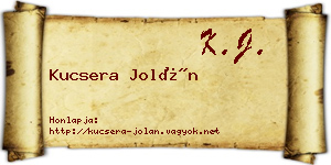 Kucsera Jolán névjegykártya
