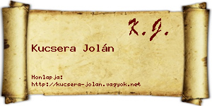 Kucsera Jolán névjegykártya